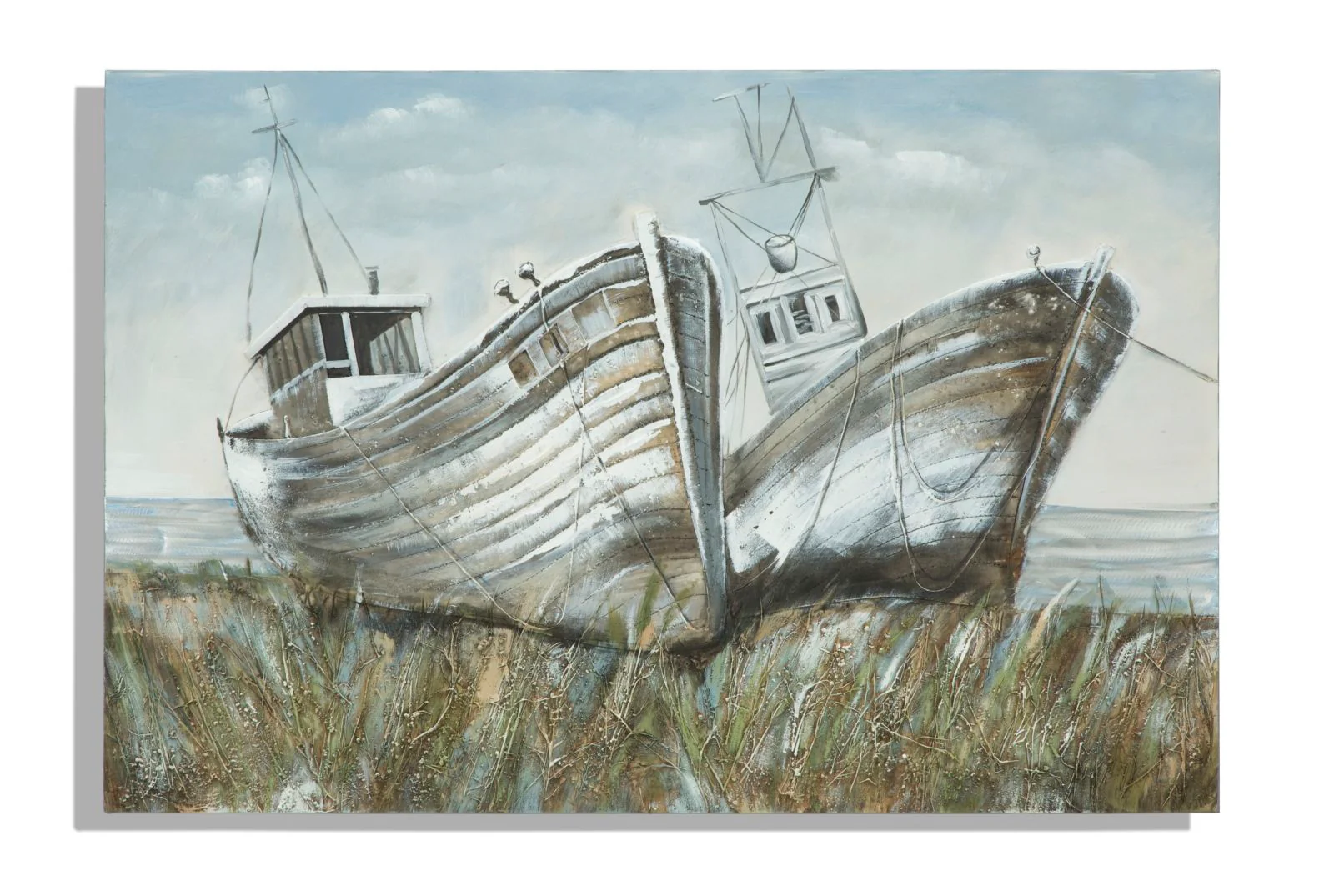 Dipinto su Tela Barche 120x3,7x80 cm in Alluminio Plastica e Canvas