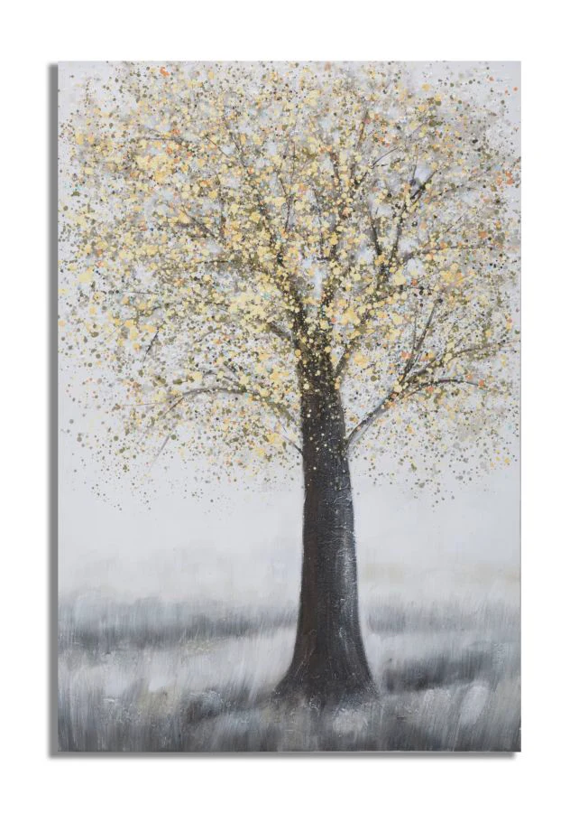Dipinto su Tela Tree Simple 80x3,8x120 cm in Legno di Pino e Canvas Multicolor