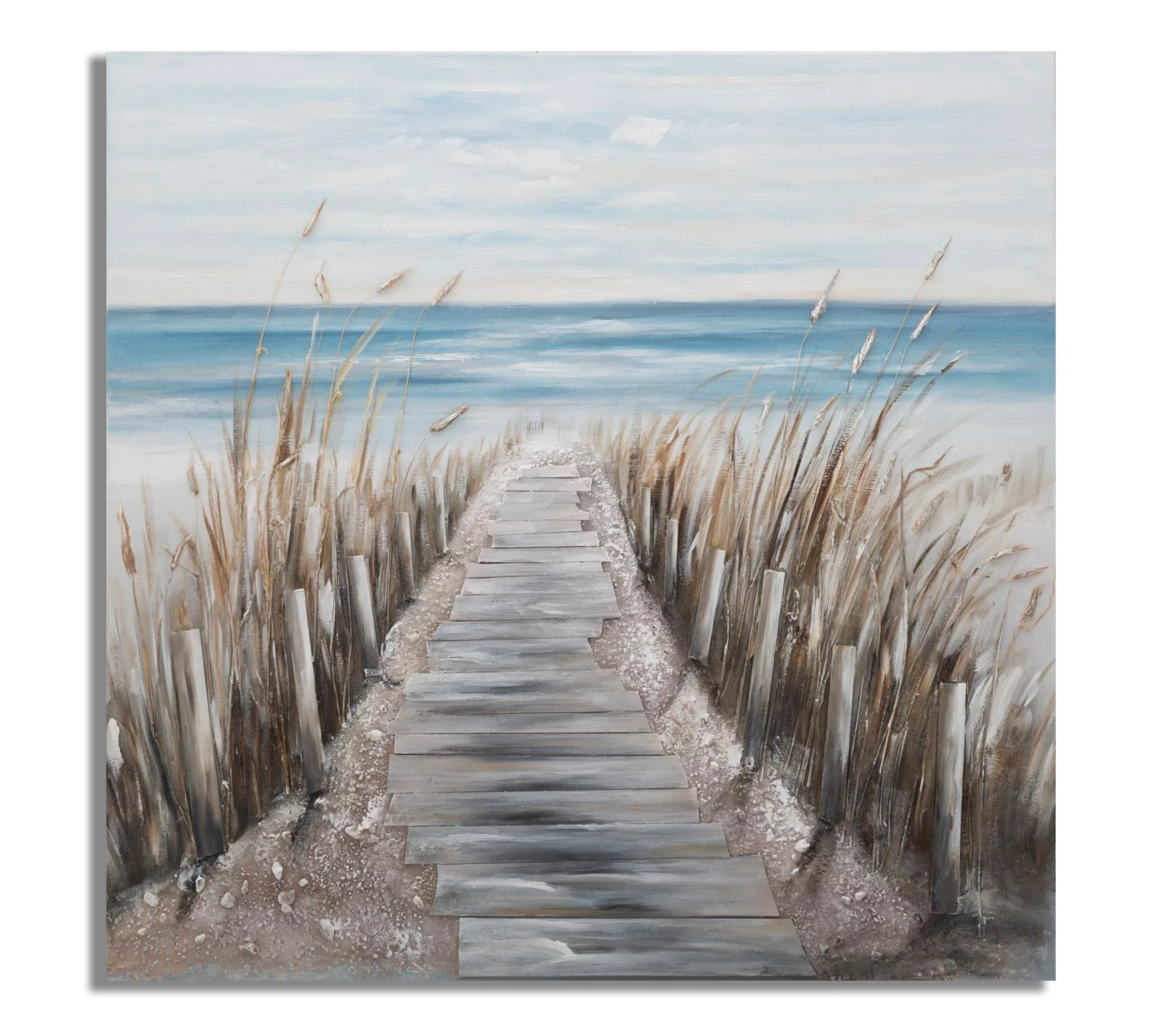 Dipinto su Tela Beach 100x3,8x100 cm in Legno di Pino e Canvas Multicolor