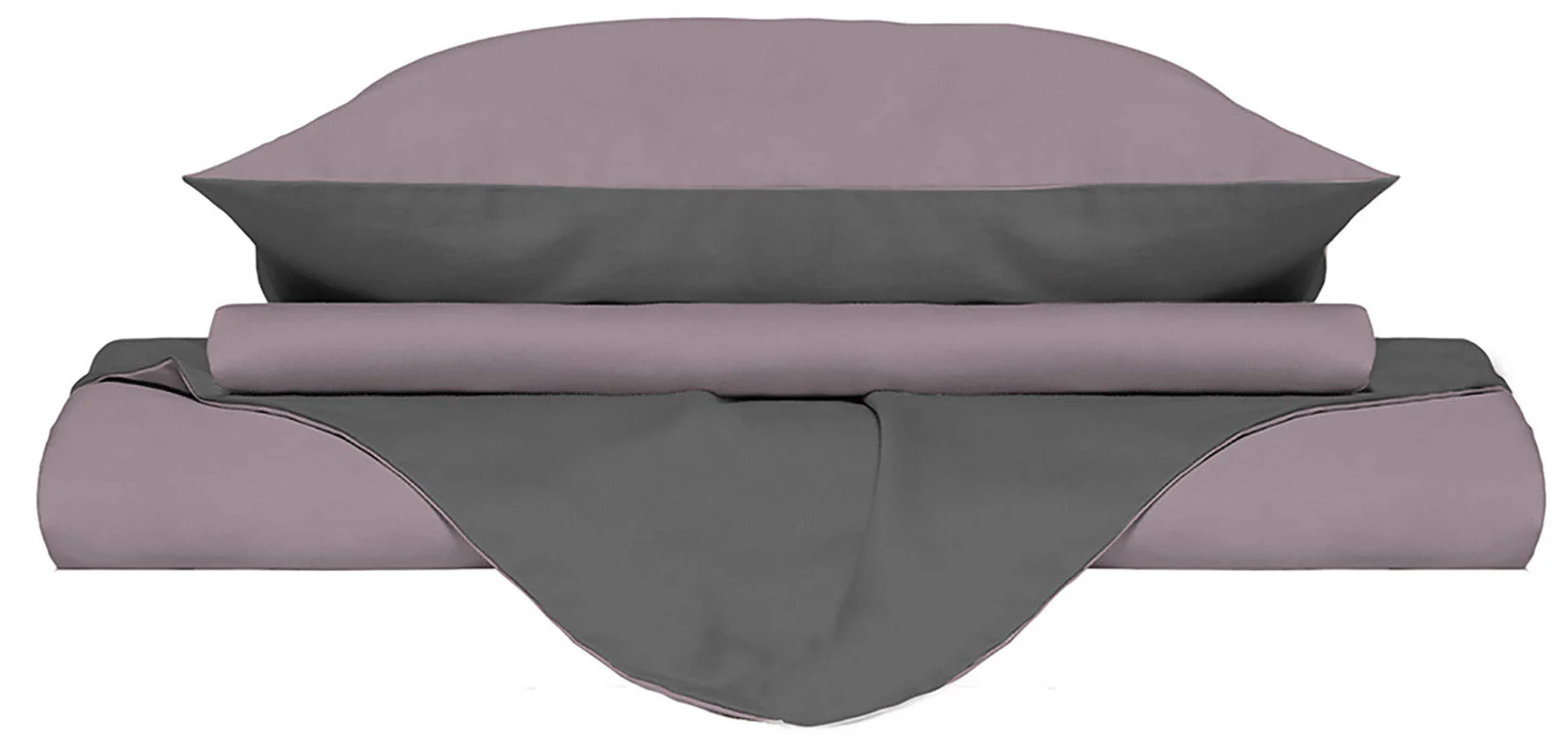 Copripiumino con Sacco e Federe Doubleface Rosa Antico /Fumo Varie Misure