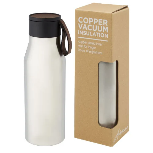Borraccia termica in acciaio inossidabile da 500 ml con isolamento sottovuoto in rame, coperchio e cinturino in finta pelle L - 100668