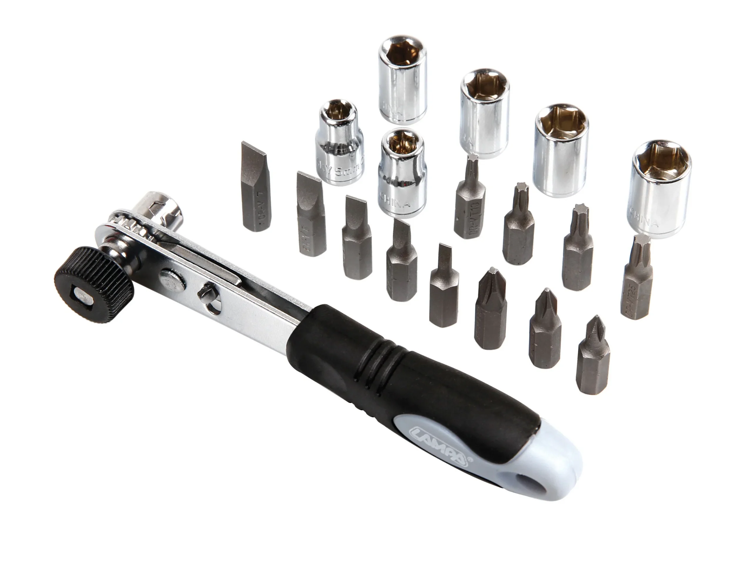Ratchet set with inserts and sockets, 19 pcs