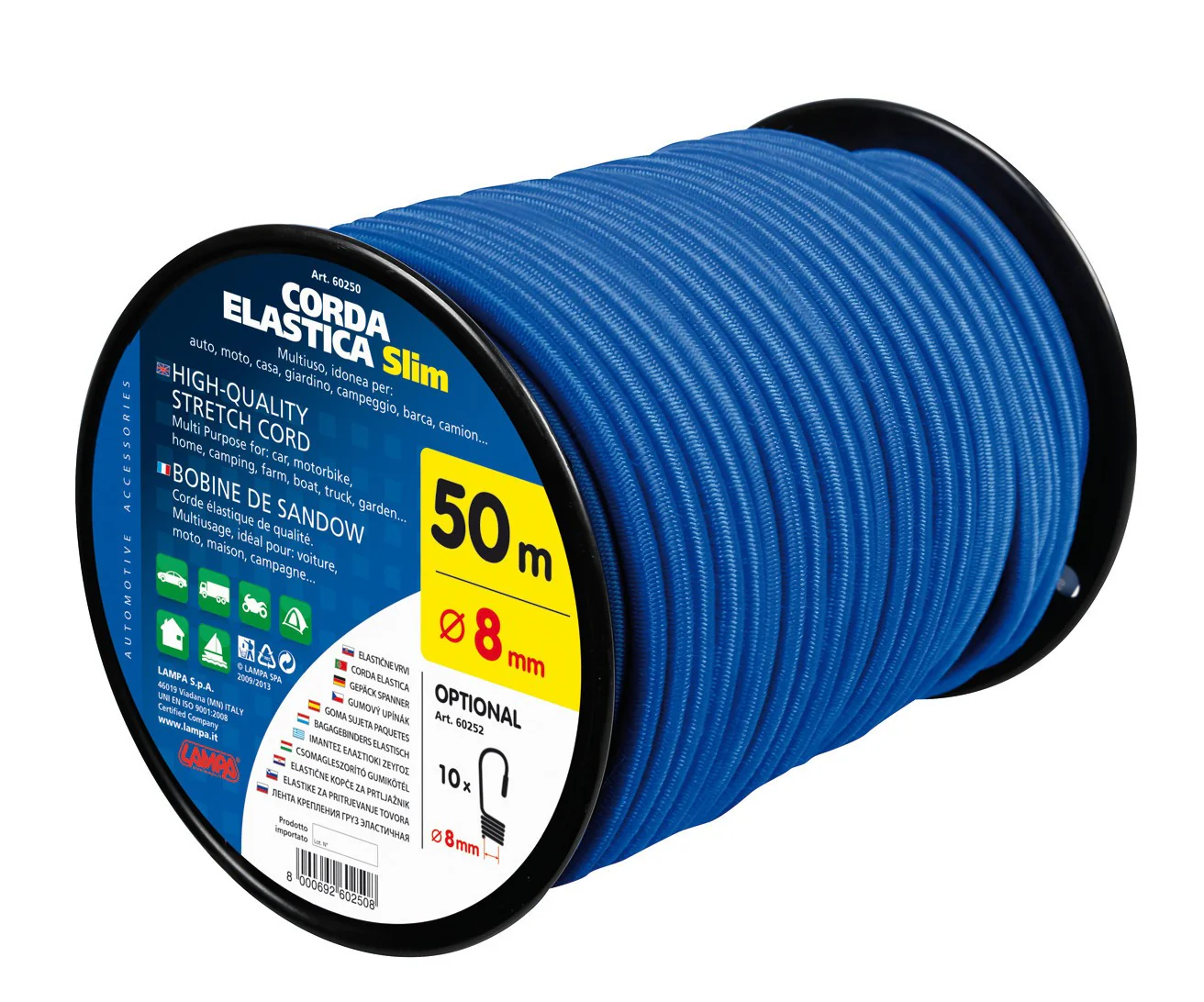 Elastic cord in spool - Ø 8 mm - 50 m