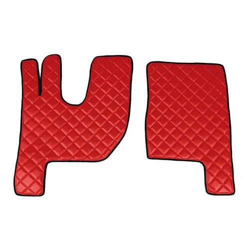 Pair of imitation leather mats - Red - Renault T cabin Night and Sleeper