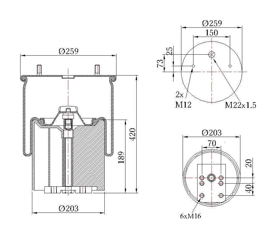 Air spring for BPW 30 axle complete Gart