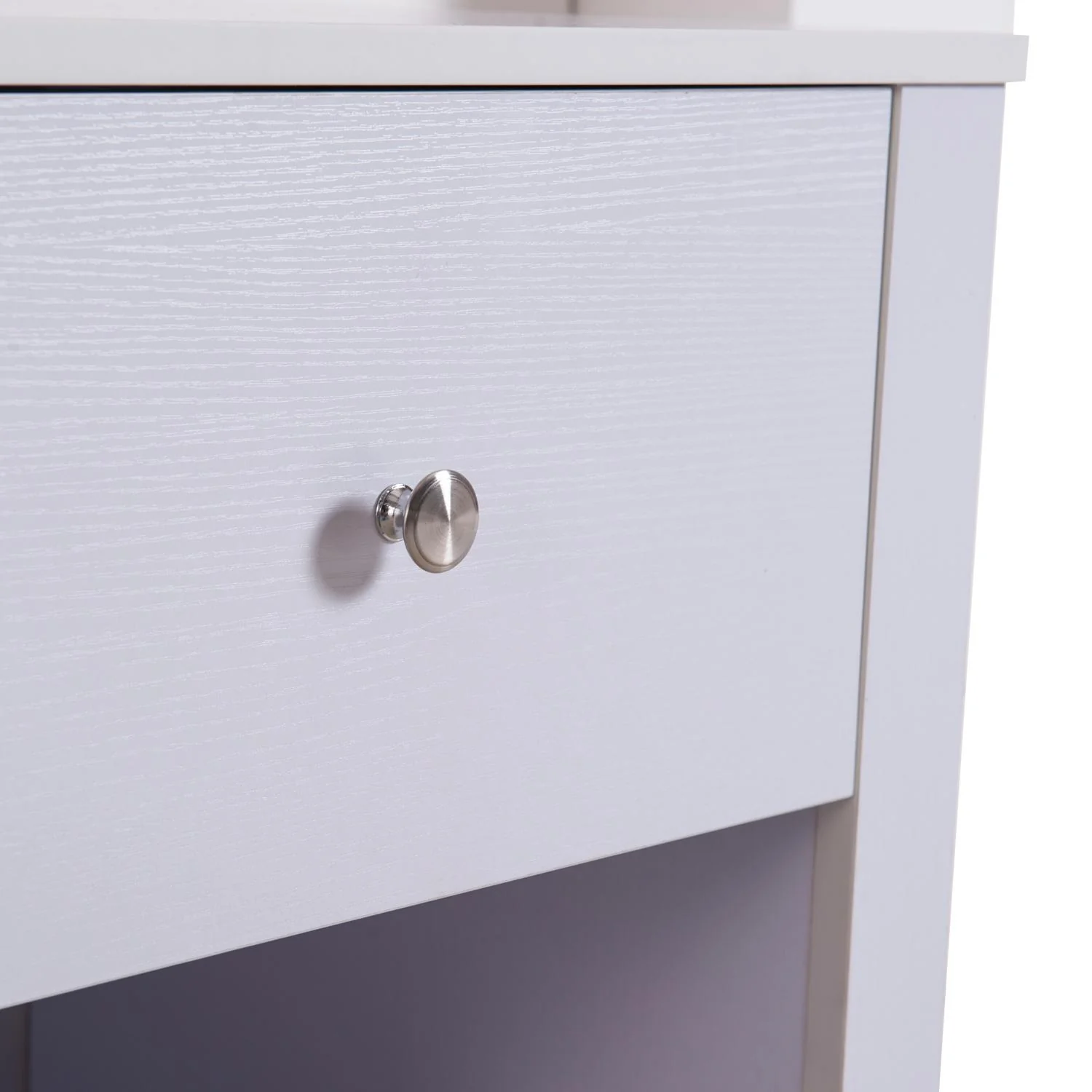 Comodino con Cassetto e Vano in Legno Bianco 53x42.5x59 cm