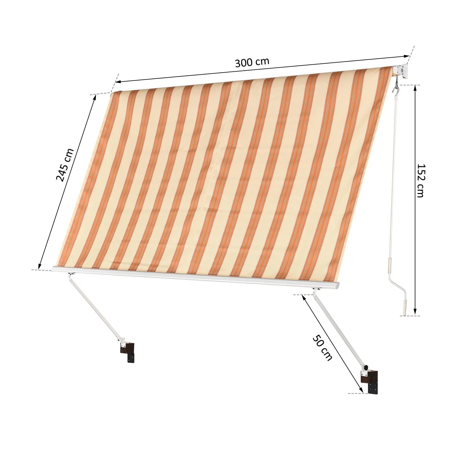 Tenda da Sole a Caduta con Bracci 3x2,45m Tessuto in PoliestereRiga Arancione