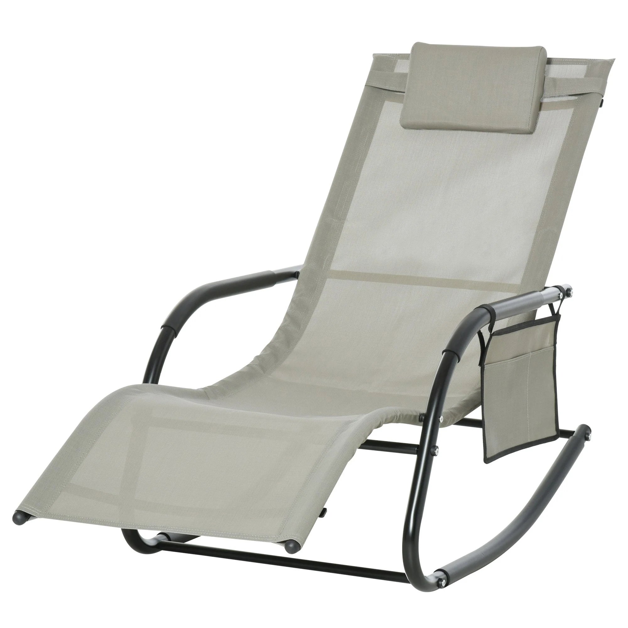 Sdraio Dondolo da Giardino 62x88x165 cm in Metallo e Tessuto Grigio