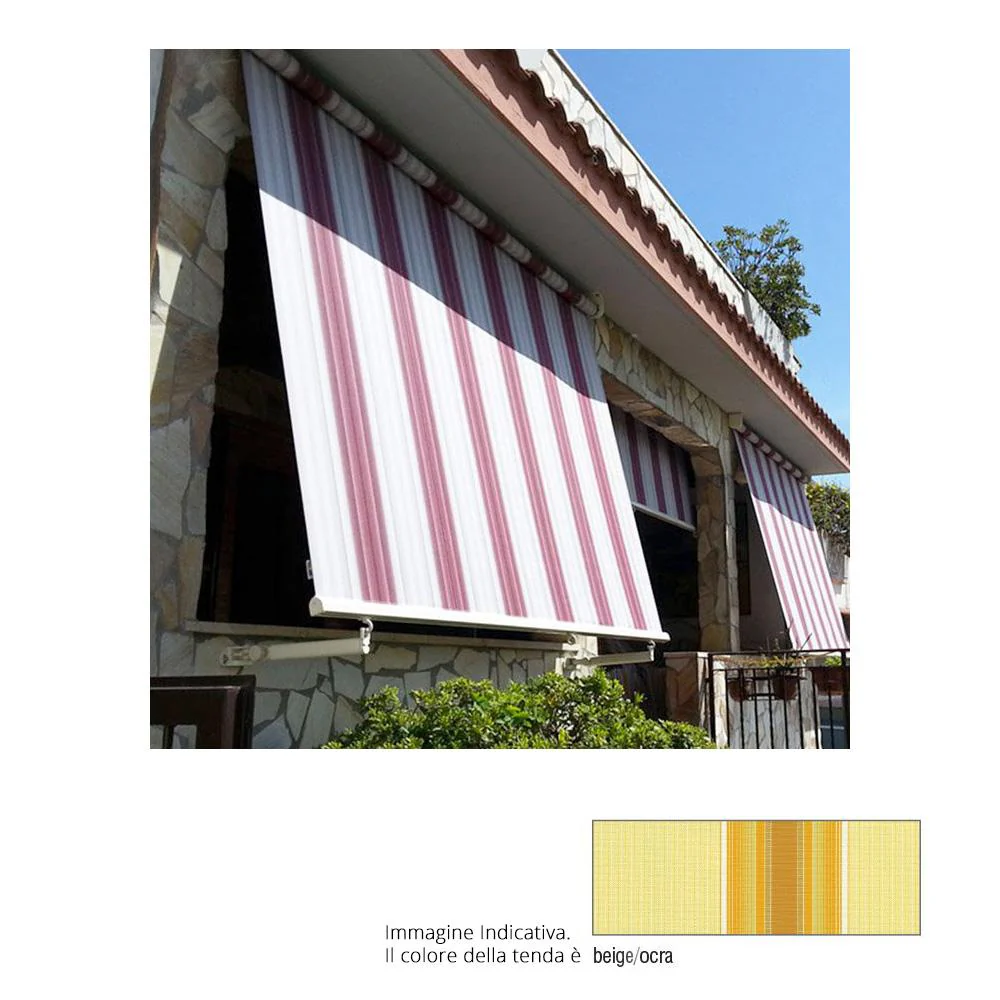 Tenda da Sole Avvolgibile a Caduta con Braccetti 3X2,45 M per Finestra Balcone Beige/Ocra