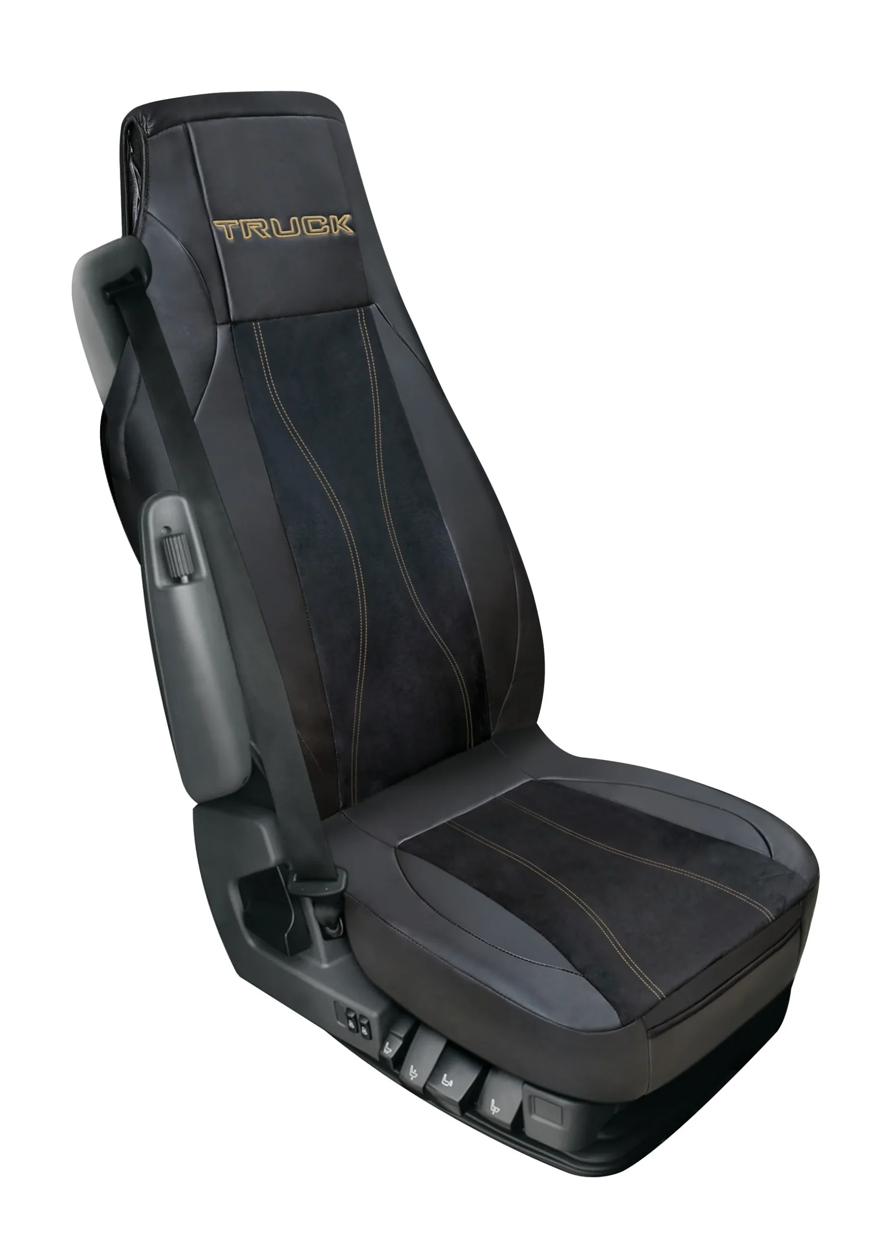 Luana, Faux Leather Truck Seat Cover - Black/Beige