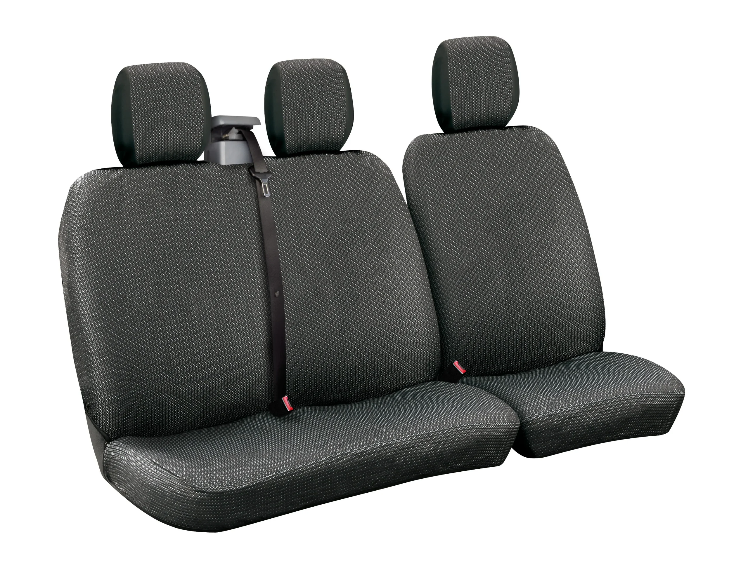 Dots-2, Van Seat Cover Set with Belt Reel - Black/Grey