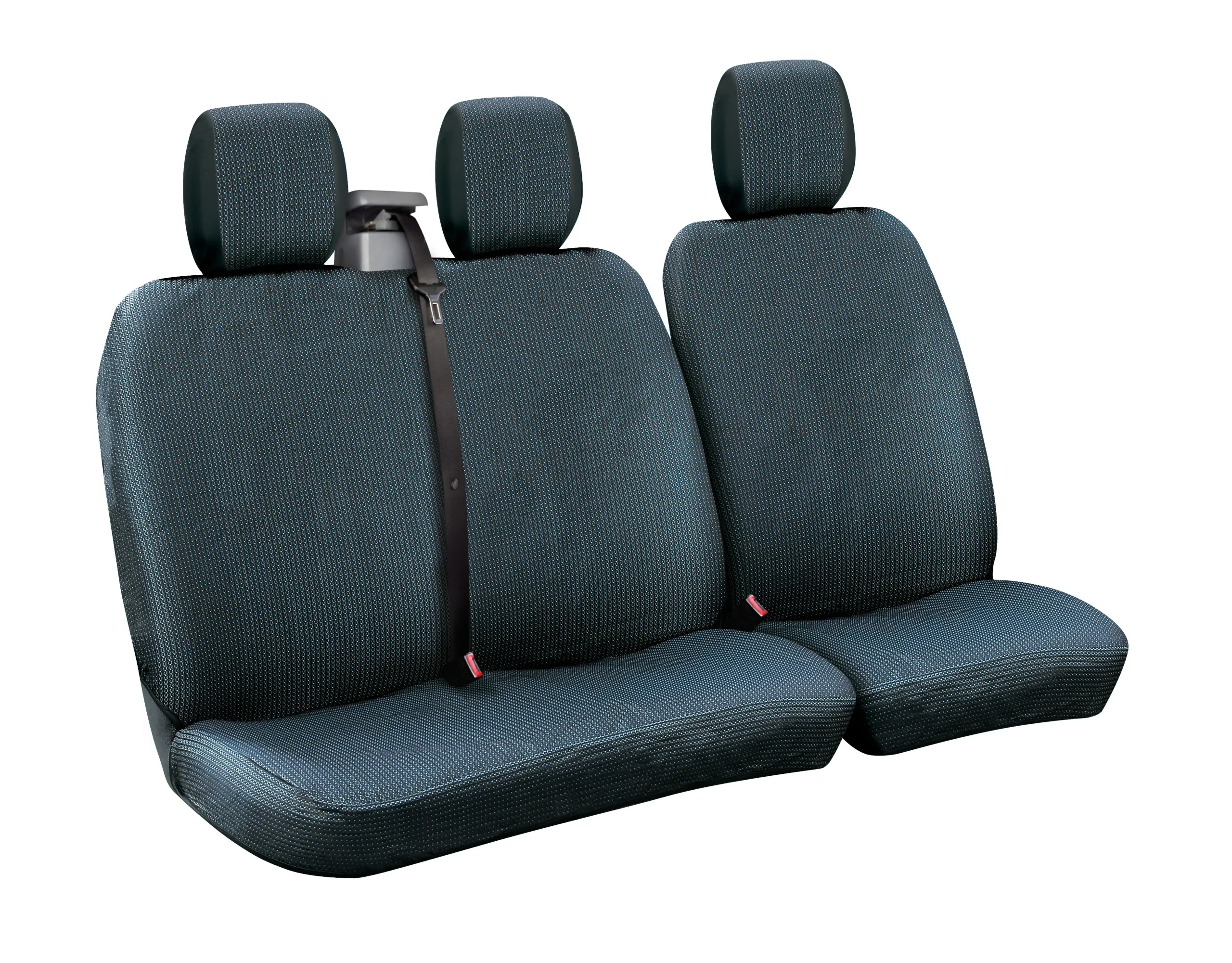 Dots-2, Van Seat Cover Set with Belt Reel - Black/Blue
