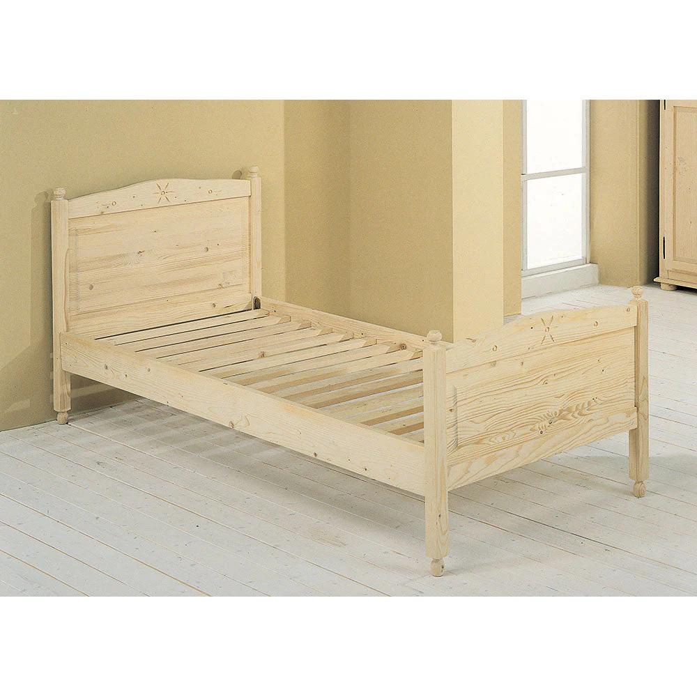 Letto Singolo con Doghe in Legno Abete Grezzo 90x205x83cm Fumer Country