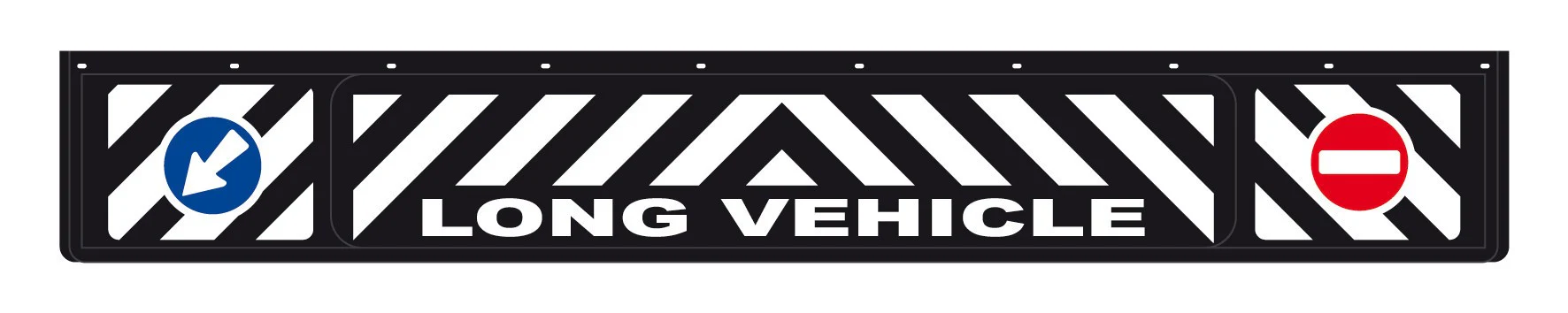 Long PVC Mudflap, Embossed Signage - 240x35 cm - Black - Long Vehicle