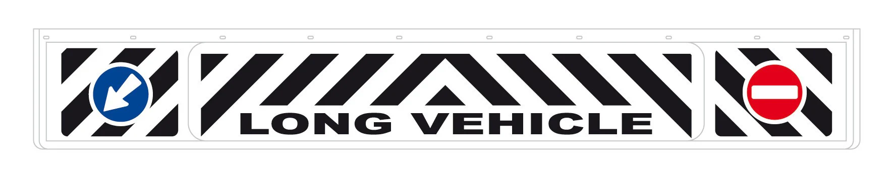 Long PVC Mudflap, Embossed Signage - 240x35 cm - White - Long Vehicle