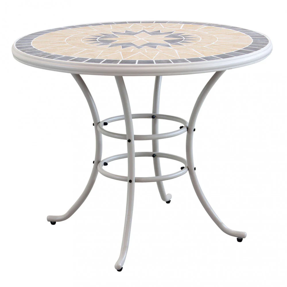 Tavolo Rotondo Perse Ø90x74 h cm in Acciaio Tortora