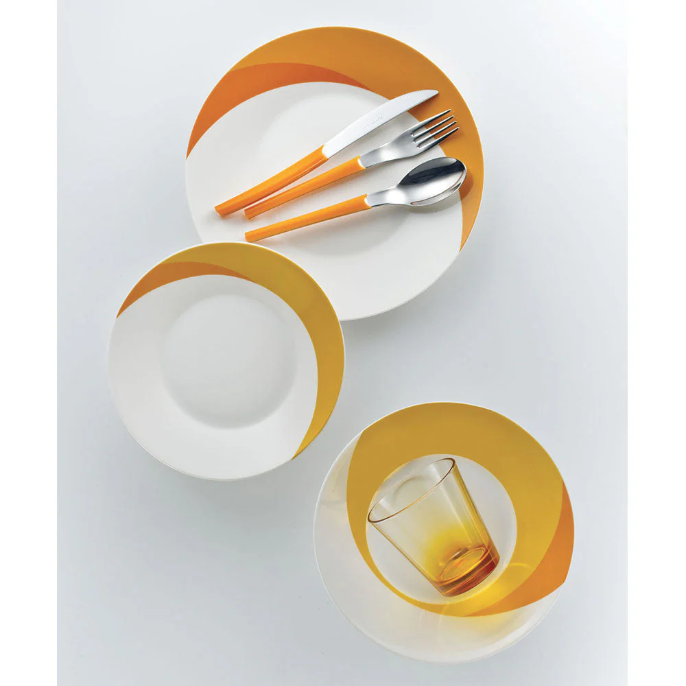 Set 7 pezzi Piatti + Posate + Bicchiere Eme Natura Sun Arancio