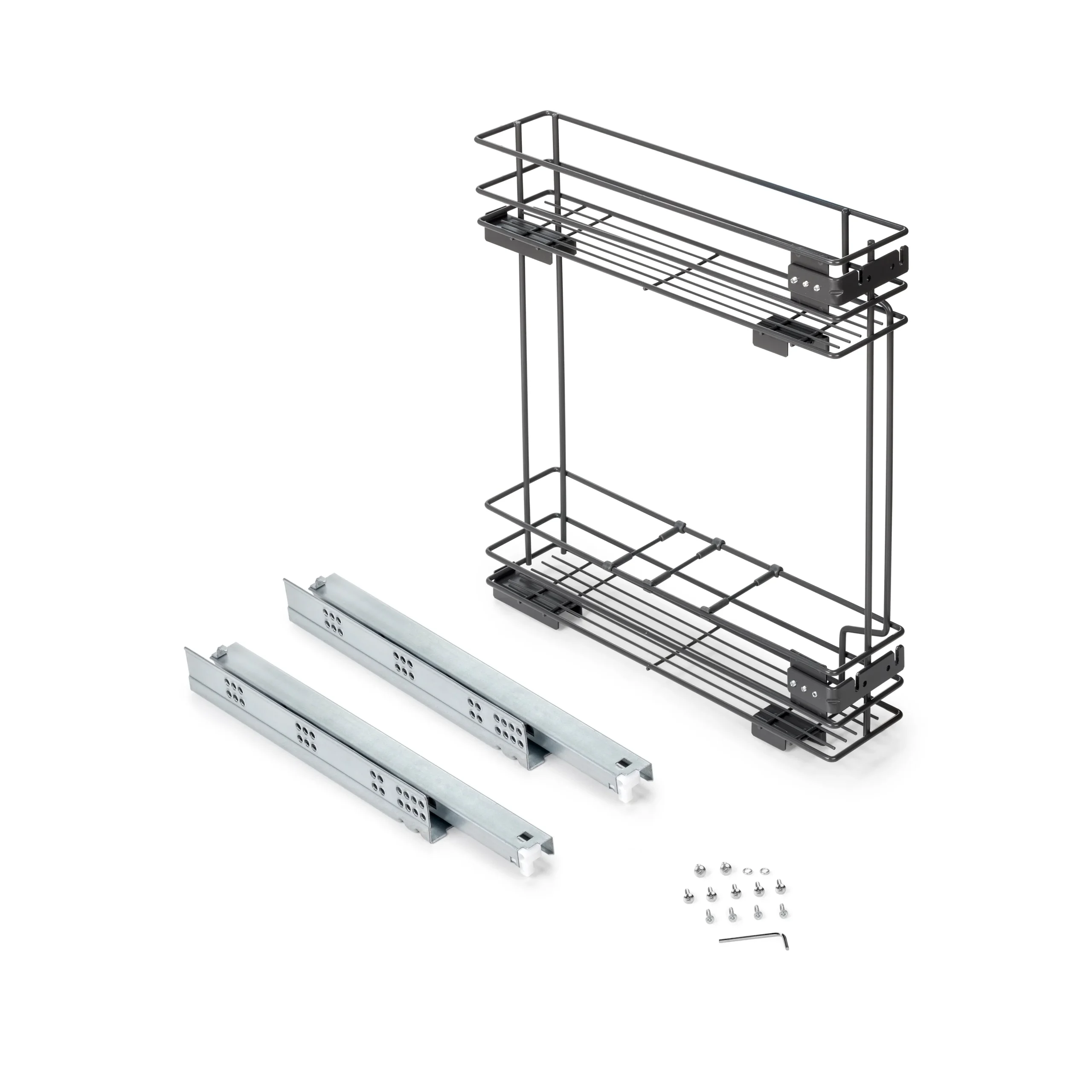 Portabottiglie Laterale Estraibile Titane con Chiusura Soft M 150 Grigio Antracite Acciaio Emuca