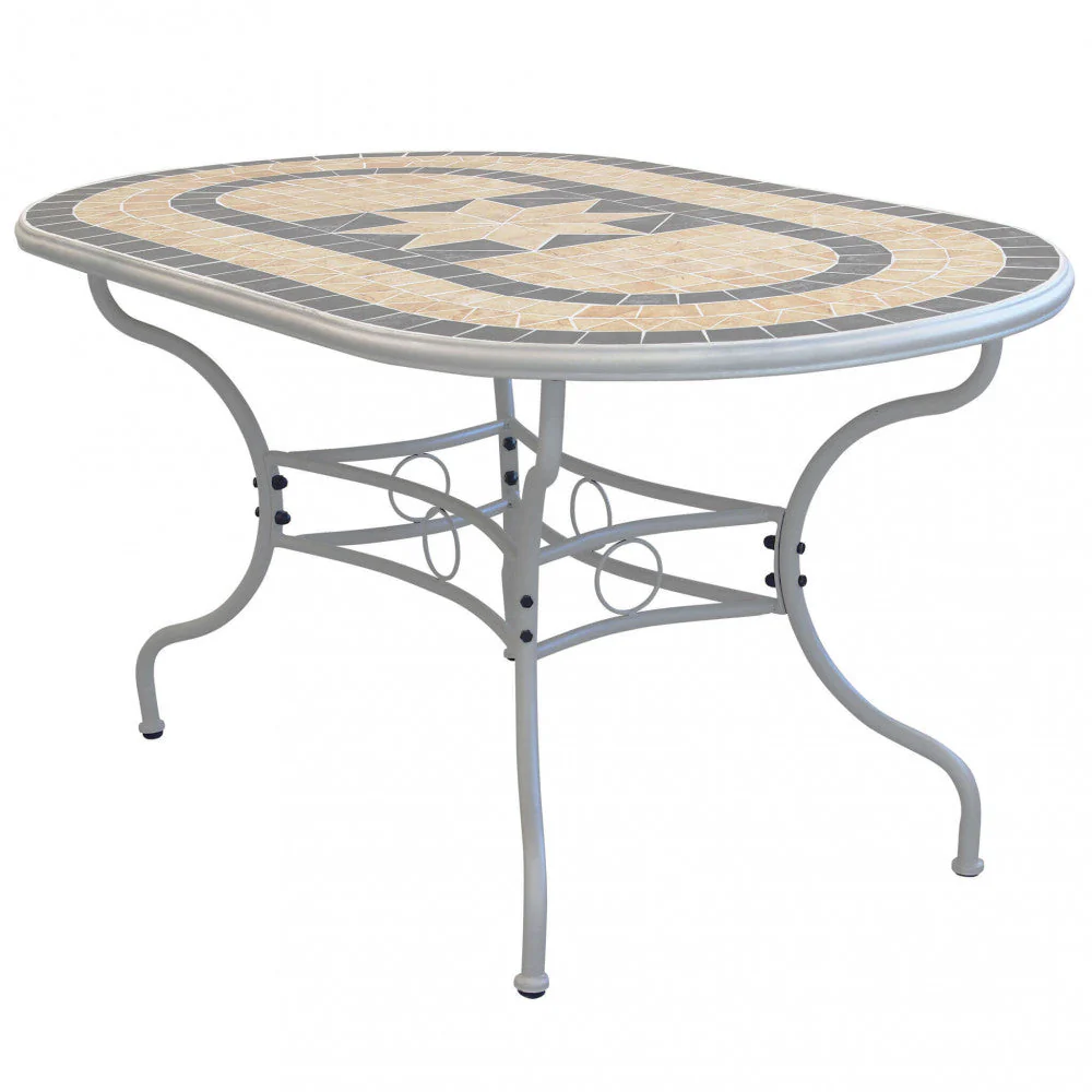 Tavolo Ovale Perse 160x90x74 h cm in Acciaio Tortora