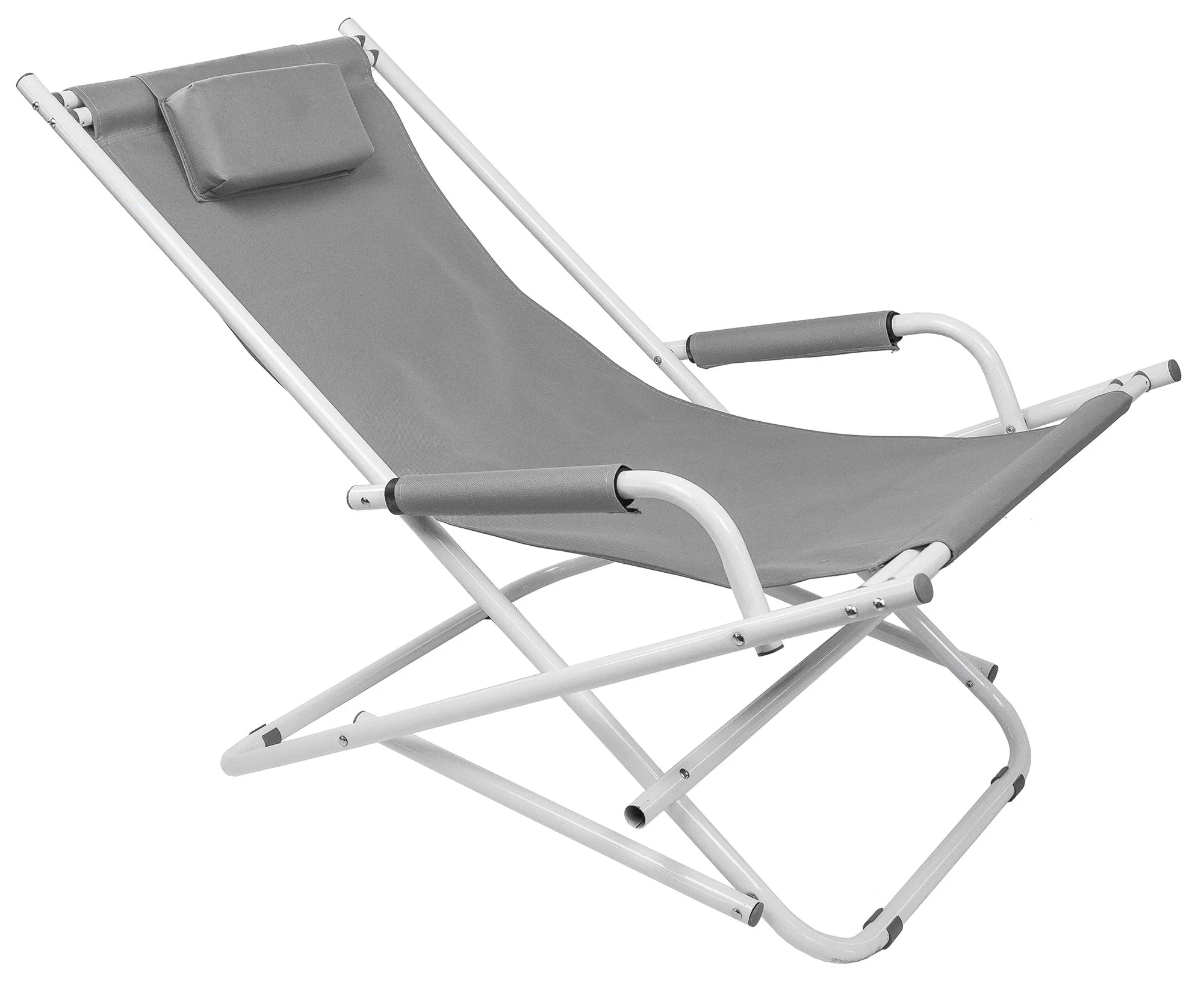 Sedia Sdraio Basculante Pieghevole 98x61x72 cm in Acciaio e Tessuto Oxford 600D Grigio
