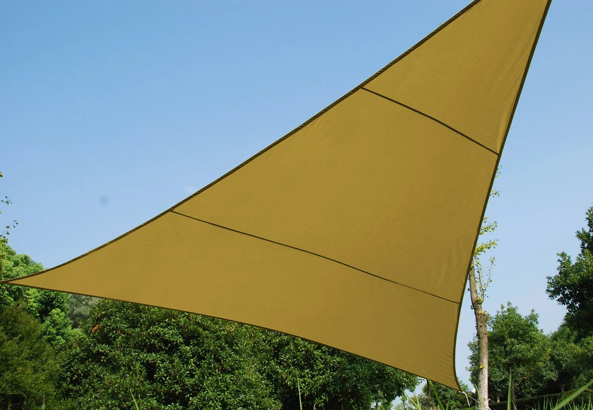 Tenda a Vela Ombreggiante Triangolare 500x500x500 cm in Poliestere 160 Gr/Mq Bauer Ecrù