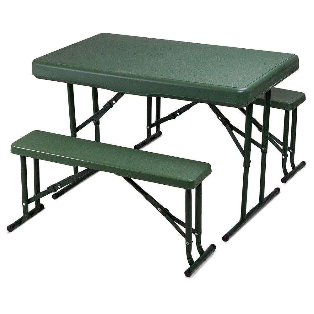 Set Birreria da Giardino Pieghevole Tavolo 105x69x64 cm 2 Panche in Polietilene Verde