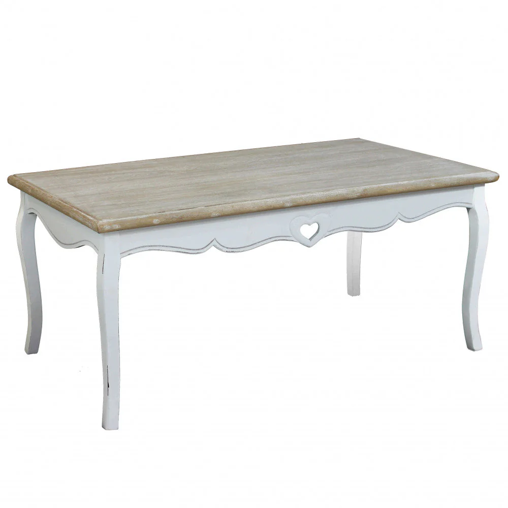 Tavolino Cuore 110x48x59 h cm in Legno di paulownia Bianco