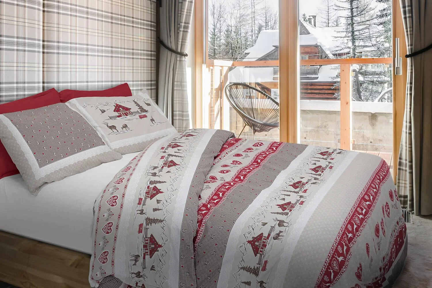 Copripiumino con Federa Stampato in Puro Cotone Cober Holiday Rosso Varie Misure