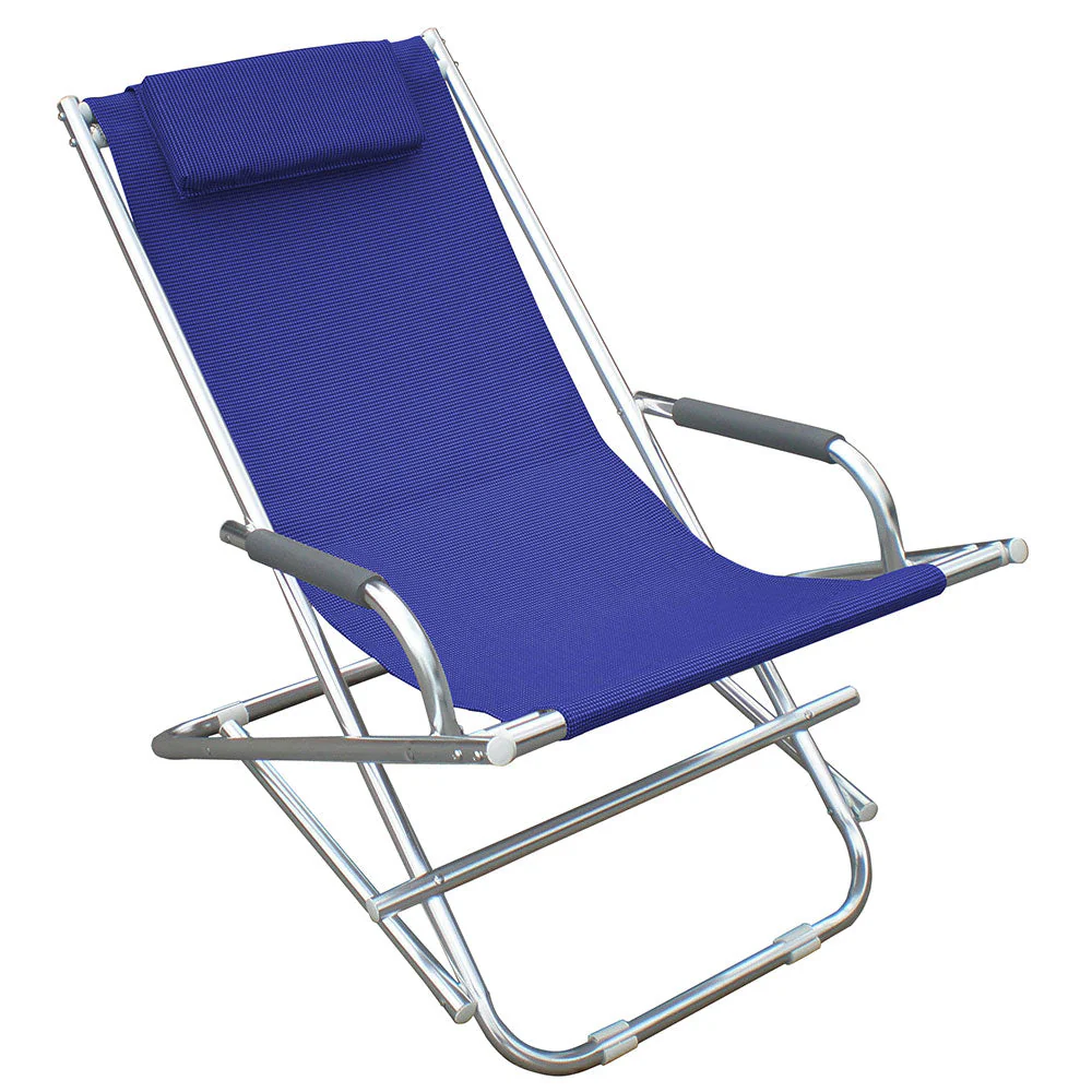 Poltrona Sdraio in Alluminio Tessuto Texilene Blu Spiaggia Mare Piscina