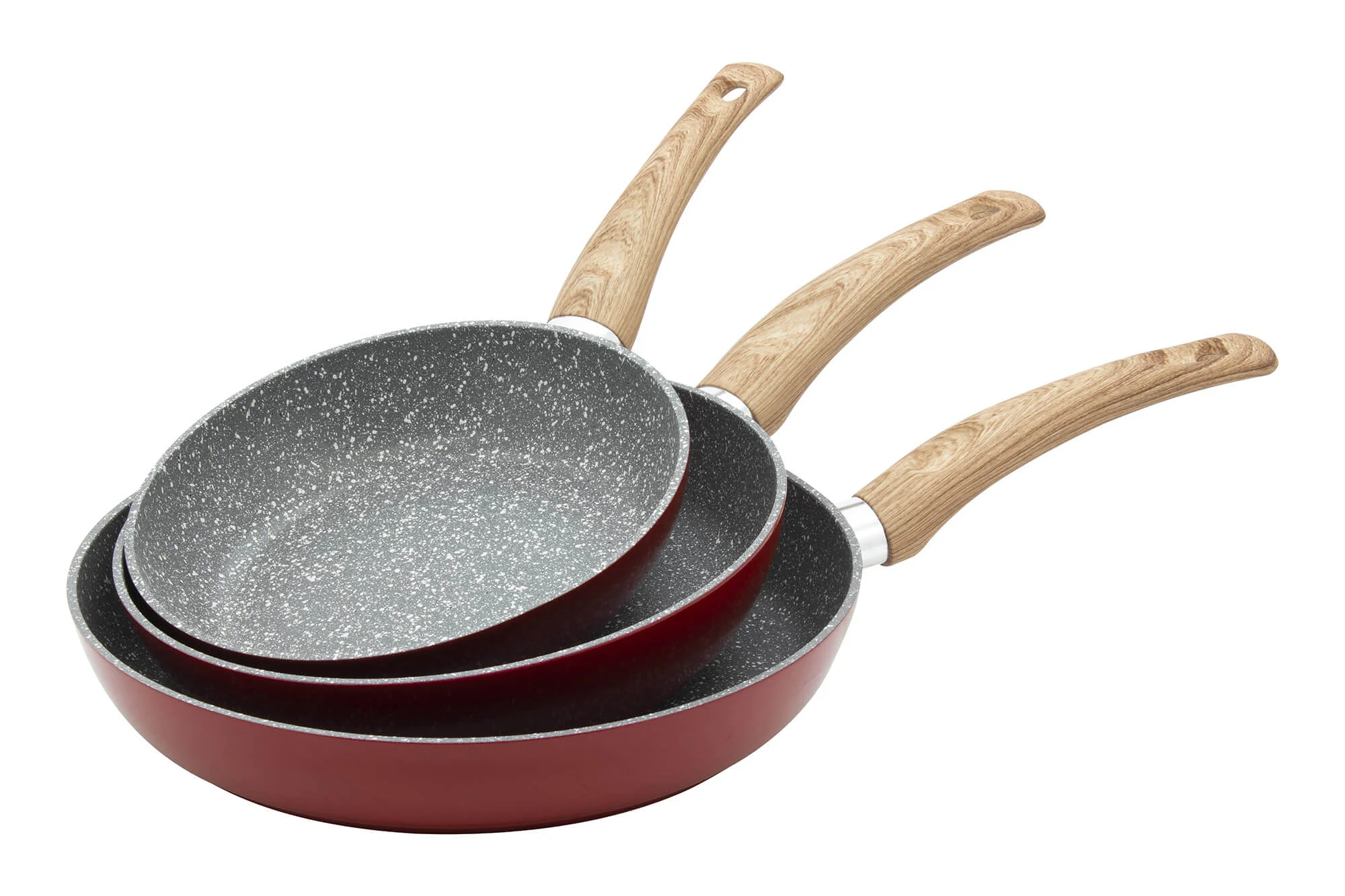 Set 3 Padelle 20-24-28 cm in Alluminio Forgiato Antiaderente Induzione Collection Ortles Rosse