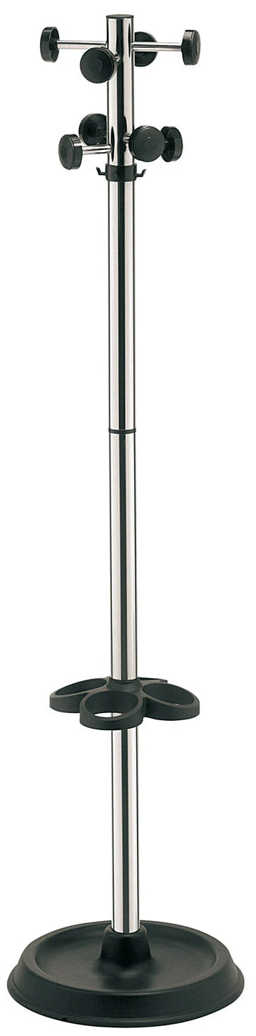Appendiabiti da Terra Ø43x173 cm con Portaombrelli in Acciaio Tosini Samba Cromo e Nero