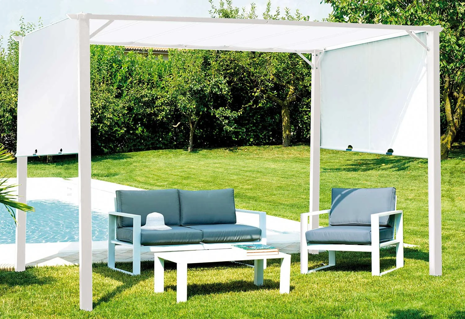 Pergola da Giardino in Ferro 3,5X2,5m Vorghini Chains Bianca