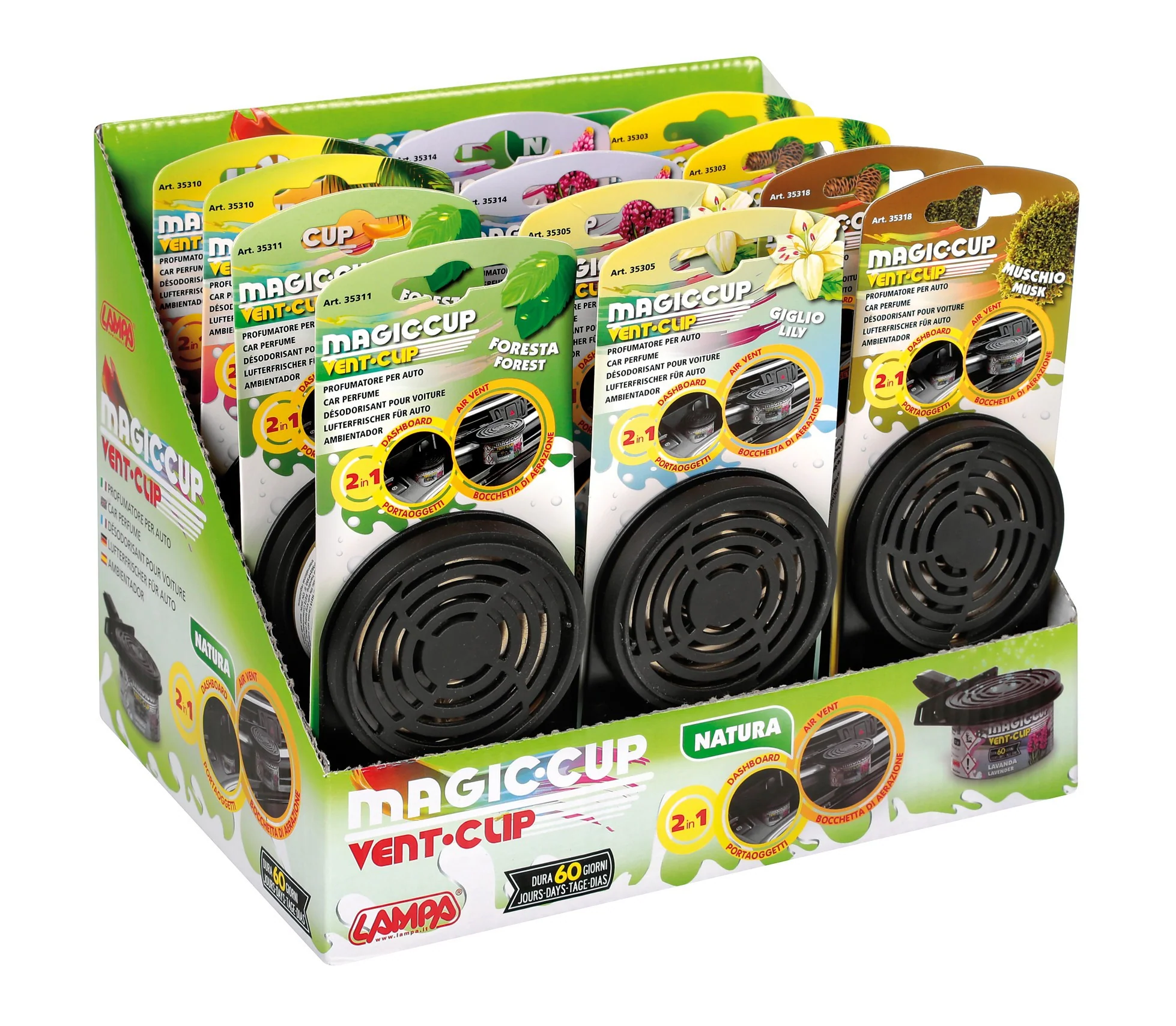 Magic Cup Vent-Clip Natura, deodorant, display 12 pcs assorted