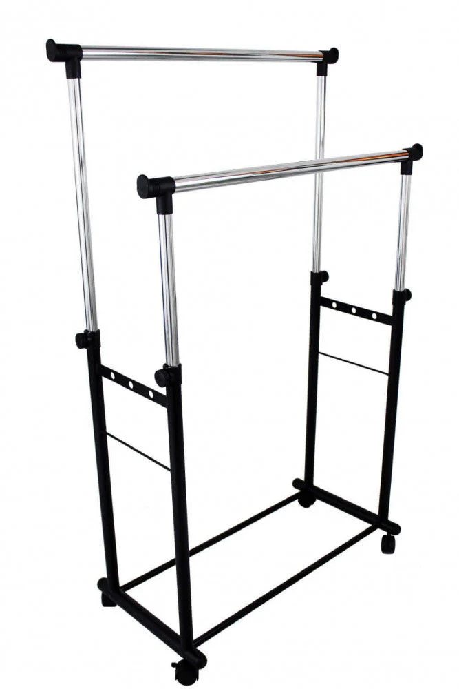 Stand Appendiabiti 85x44x90/160 cm in Acciaio Nero