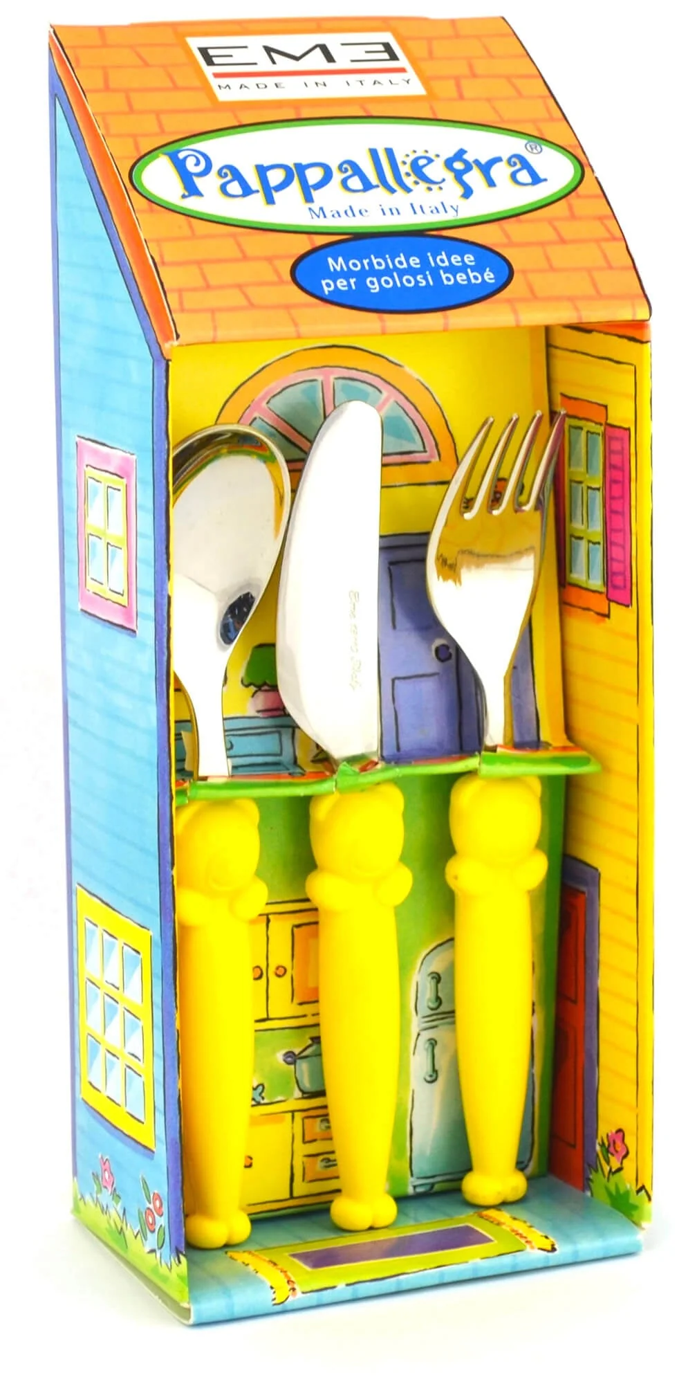 Set Posate per Bambini in Acciaio Eme Pappallegra Giallo