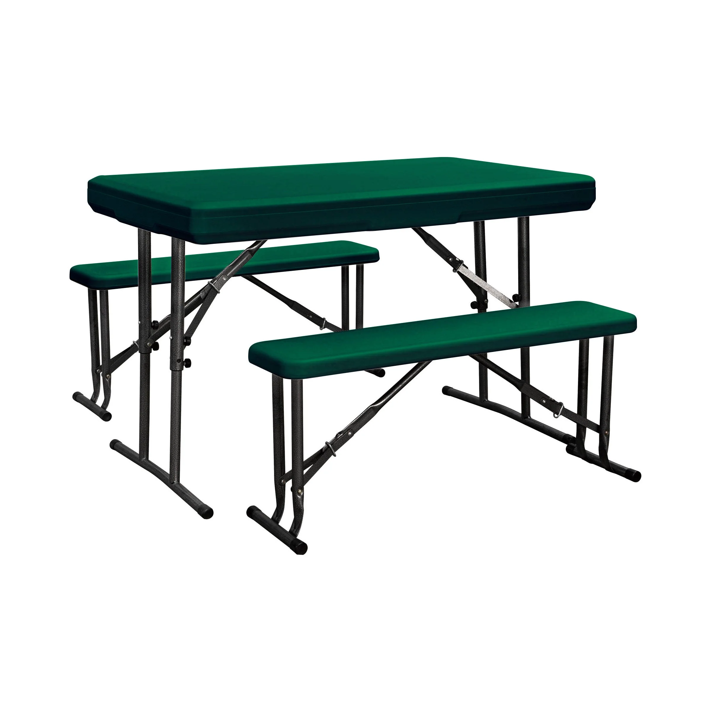 Set Birreria da Giardino Pieghevole in Polietilene Tavolo e 2 Panche Taddei Plastik 105 Verde