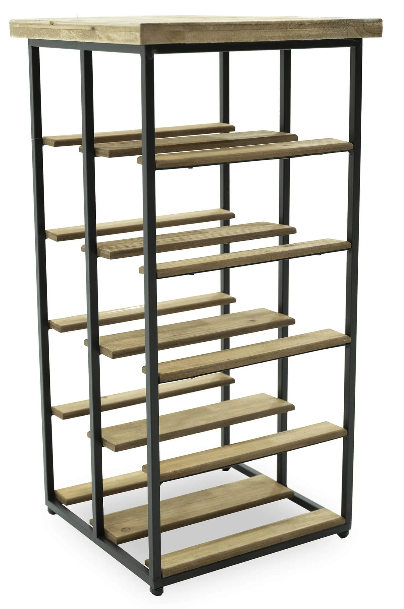 Cantinetta Portabottiglie 30x30x60 cm 10 Bottiglie in Ferro e Legno Joy Nero
