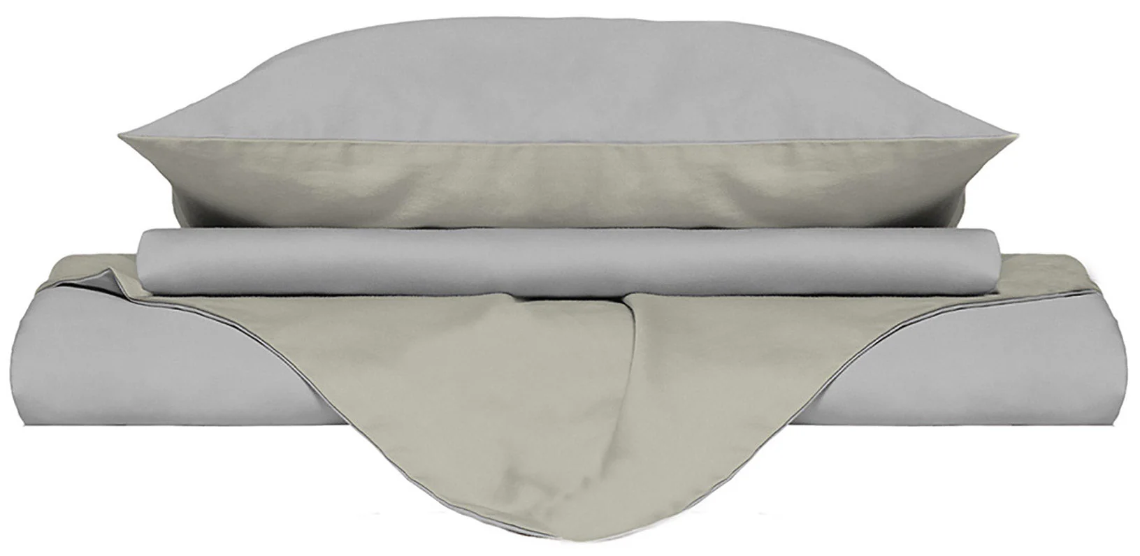 Copripiumino con Sacco e Federe Doubleface Grigio Chiaro /Panna Varie Misure