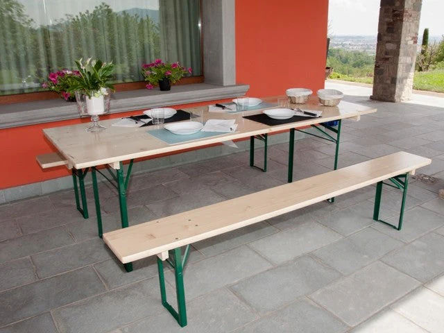 Set Birreria da Giardino Pieghevole in Legno e Acciaio