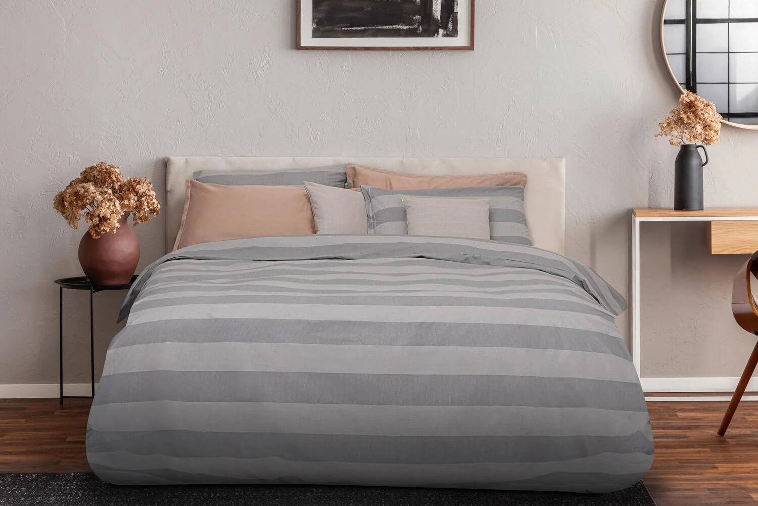 Copripiumino con Federa Stampato in Puro Cotone Cober Trendy Grigio Varie Misure