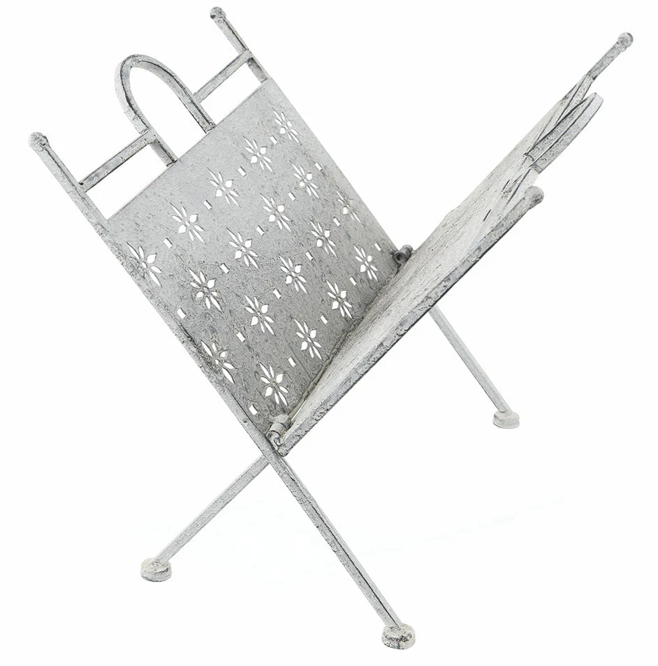Portariviste Pieghevole in Ferro Battuto 34x34x33 cm Soriani Grigio