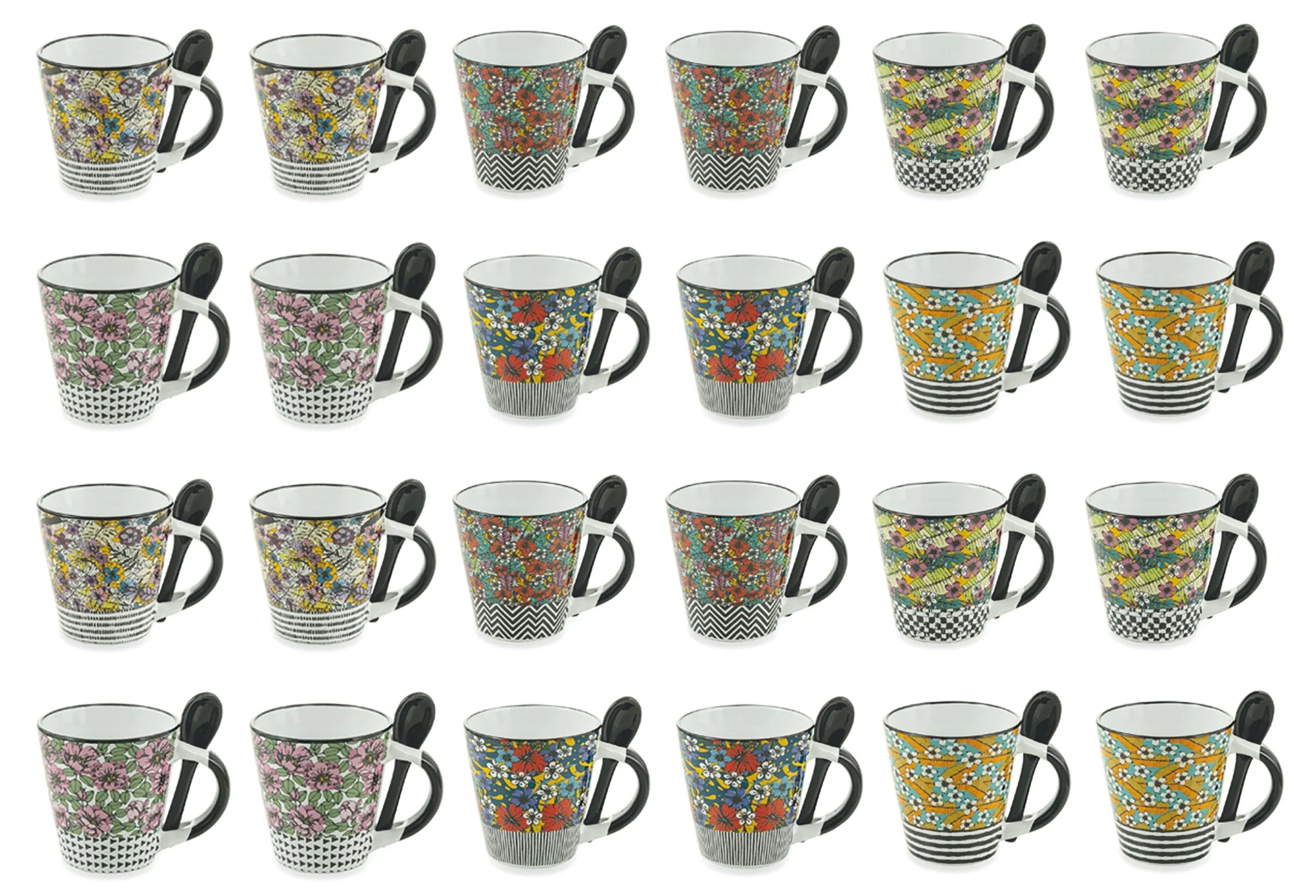 Set 24 Tazzine da Caffè Ø6x6,5 cm in Gres Villa d'Este Home Tivoli Carribbean Queen