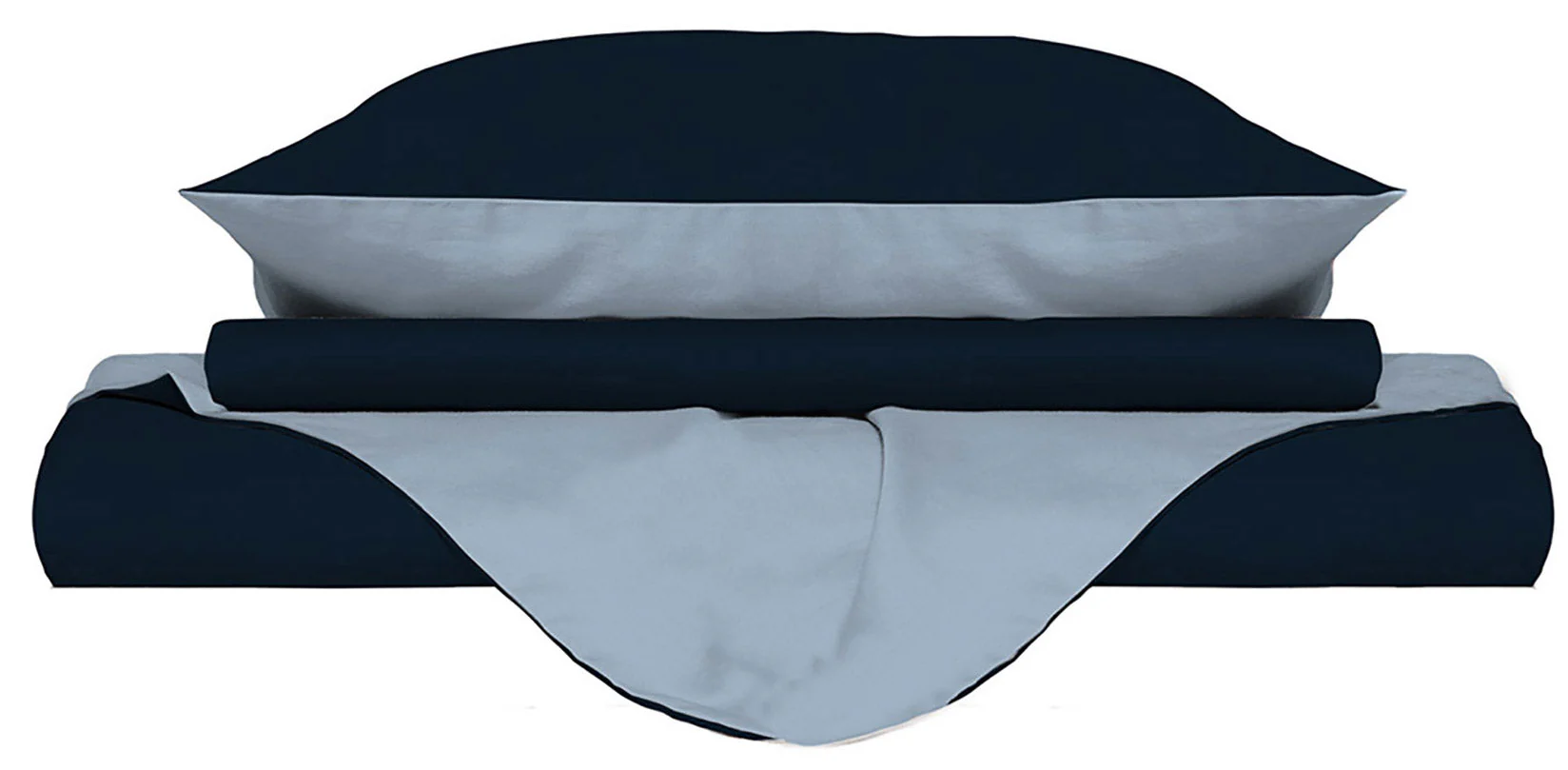 Copripiumino con Sacco e Federe Doubleface Blu Scuro /Azzurro Varie Misure