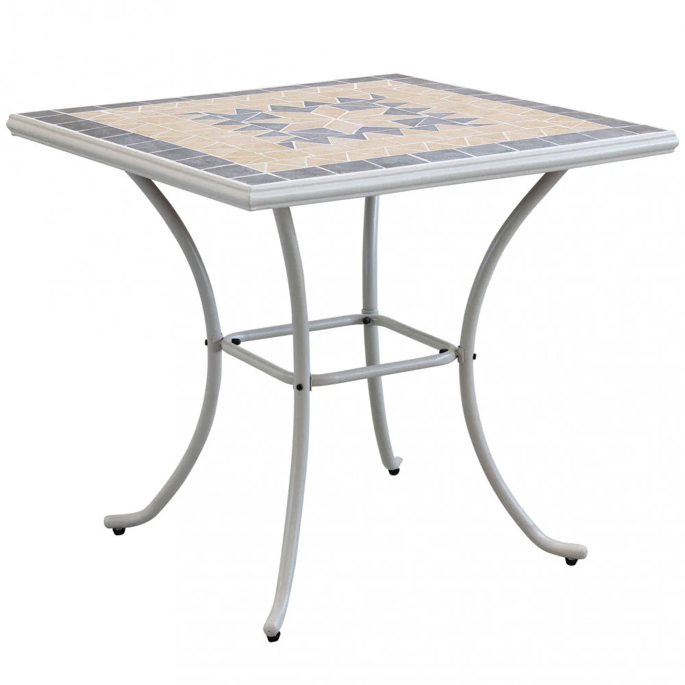 Tavolo Quadrato Perse 80x80x74 h cm in Acciaio Tortora