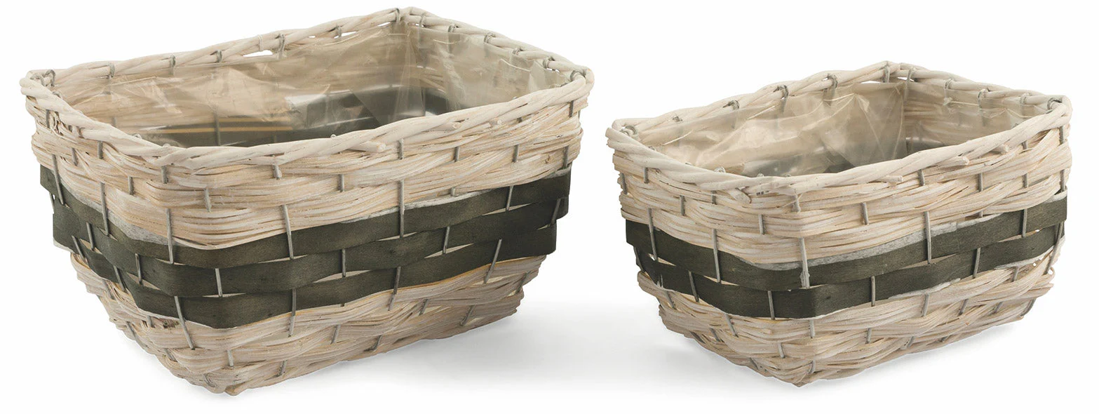 Set 2 Portavasi Rettangolari in Legno Soriani Bianco