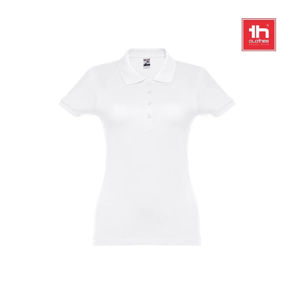 THC EVE WH. Polo da donna a maniche corte con cintura in cotone cardato - 30134