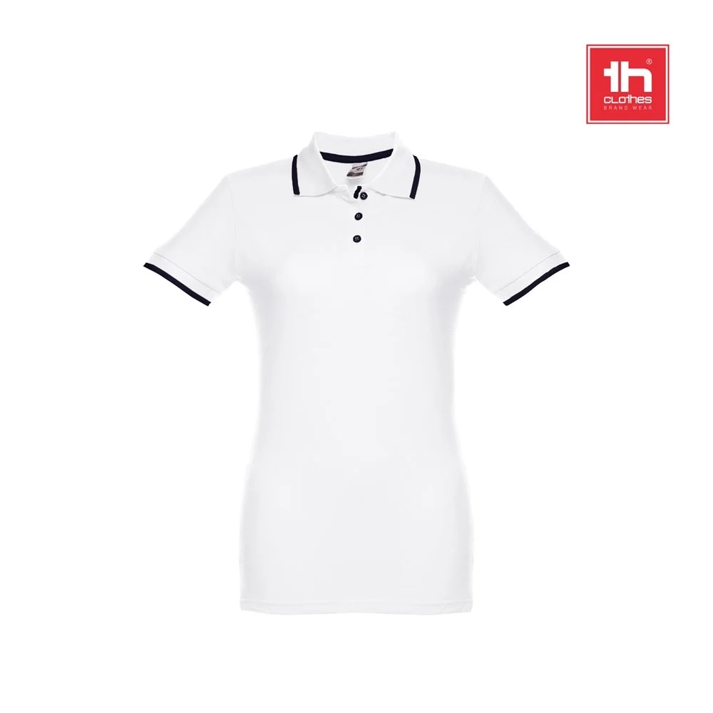 THC ROME WOMEN WH. Polo da donna in cotone bicolore - 30138