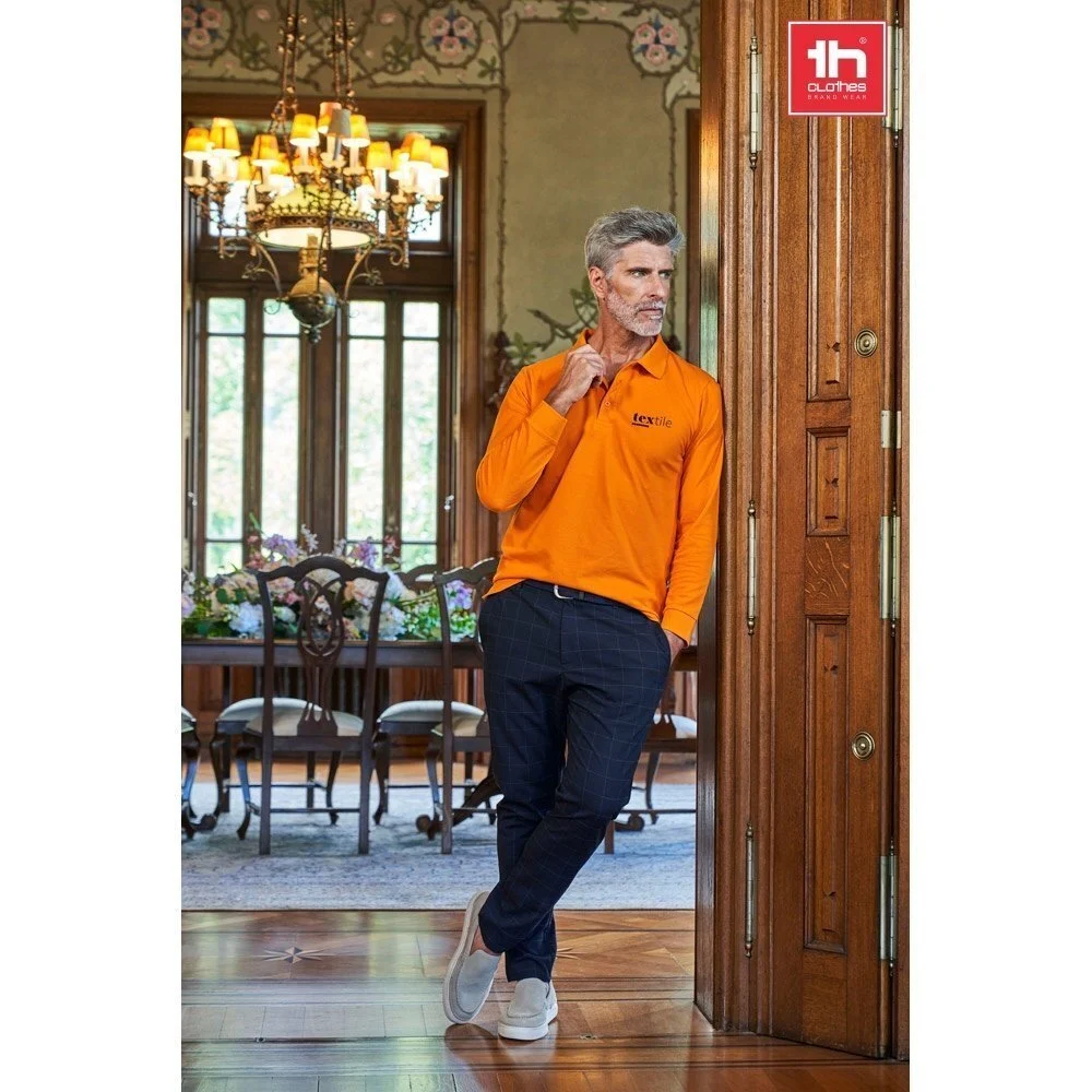 THC BERN. Polo da uomo a maniche lunghe in cotone cardato - 30141